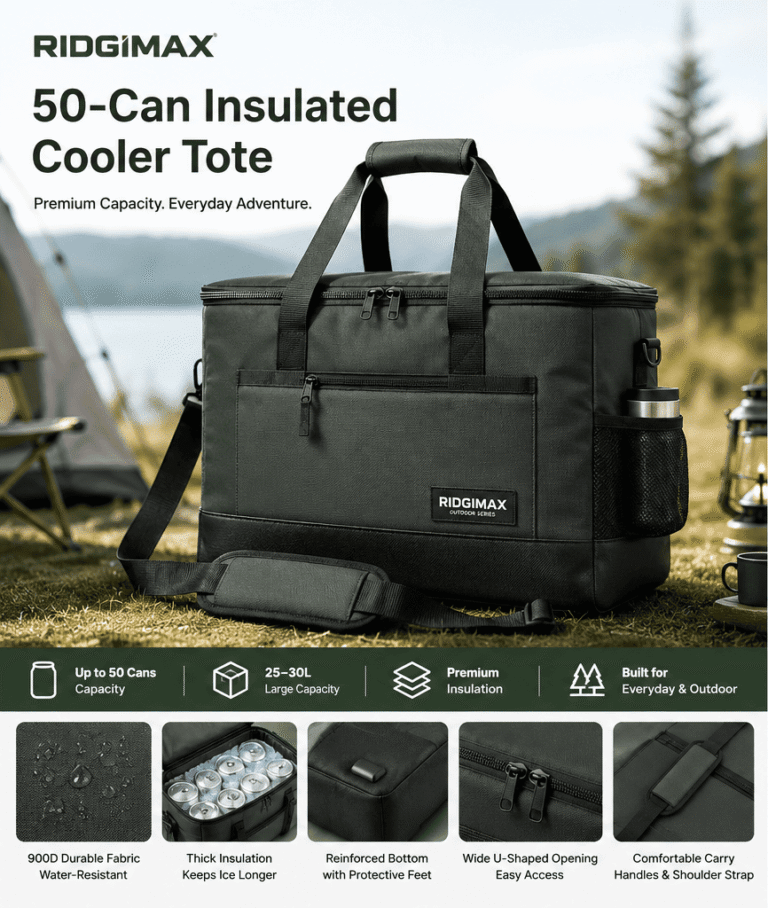RIDGIMAX Premium 50-Can Insulated Cooler Tote