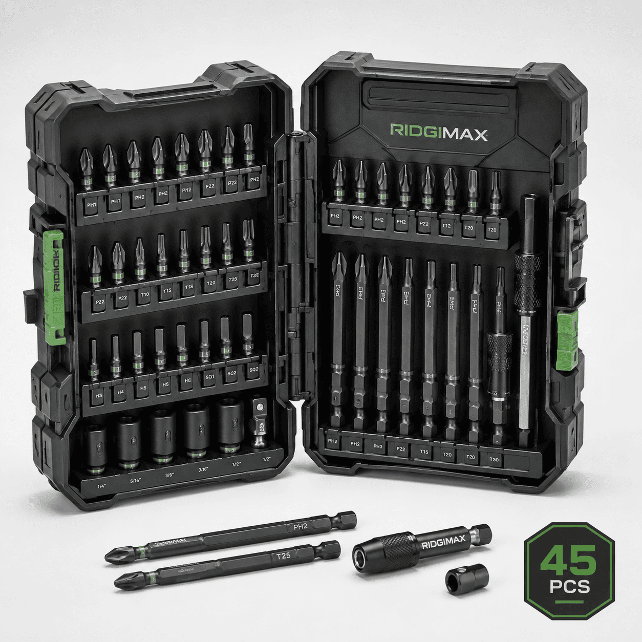 RIDGIMAX Pro 45-Piece Impact Driver Bit Set