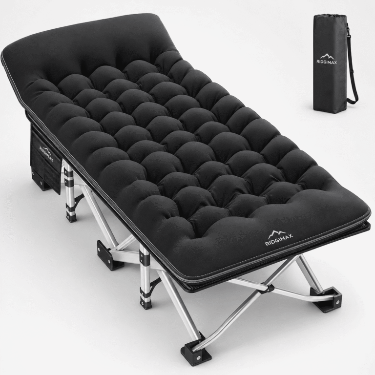 Premium Folding Camping Cot with Reversible Mattress
