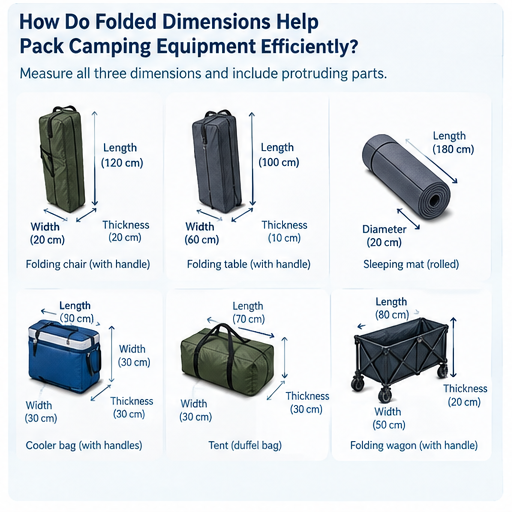 camping equipment folded dimensions and outer envelope